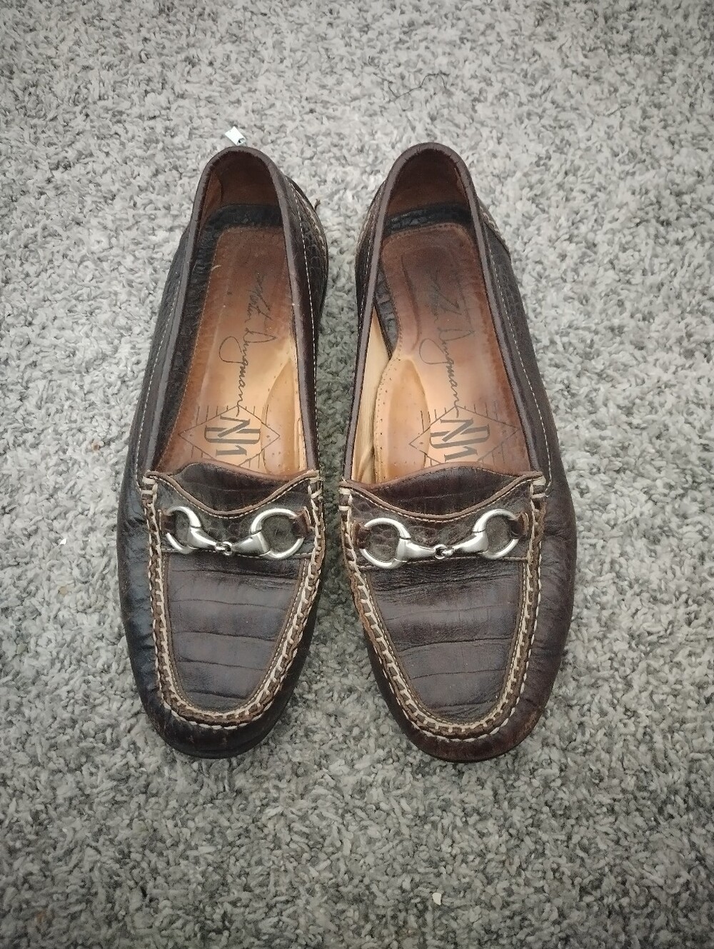 Martin Dingman Men's Brown Leather Bit-Detail Loafers size 9M